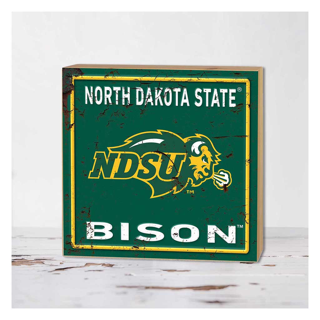 5x5 Block Faux Rusted Tin North Dakota State Bison