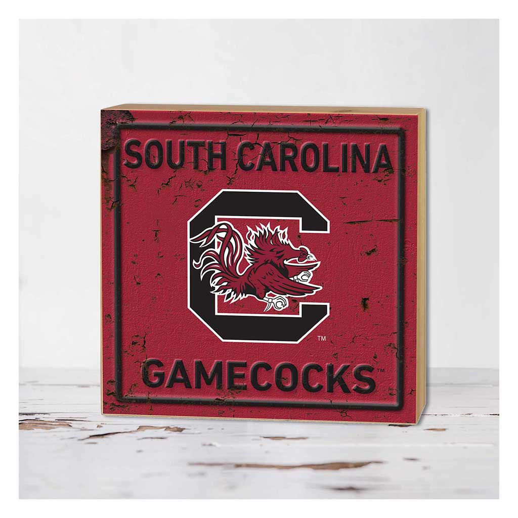 5x5 Block Faux Rusted Tin South Carolina Gamecocks
