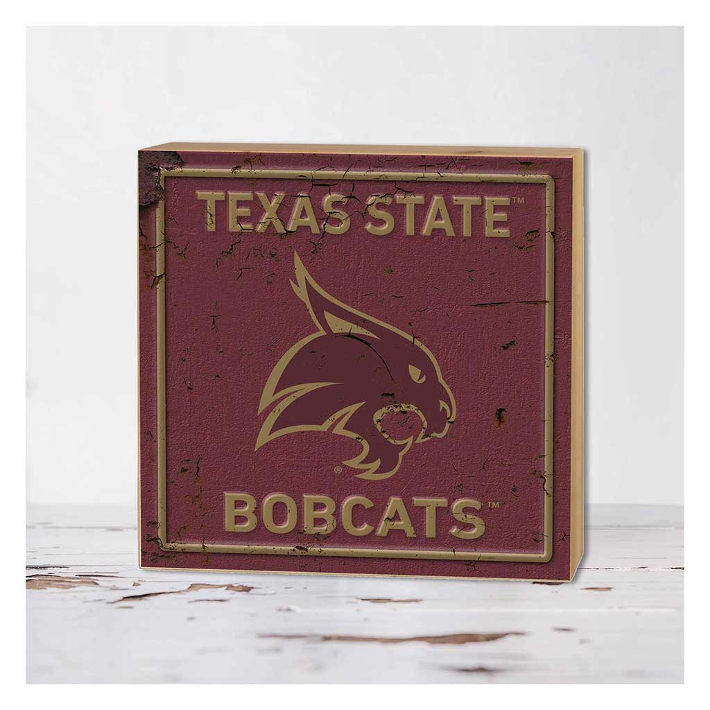5x5 Block Faux Rusted Tin Texas State Bobcats