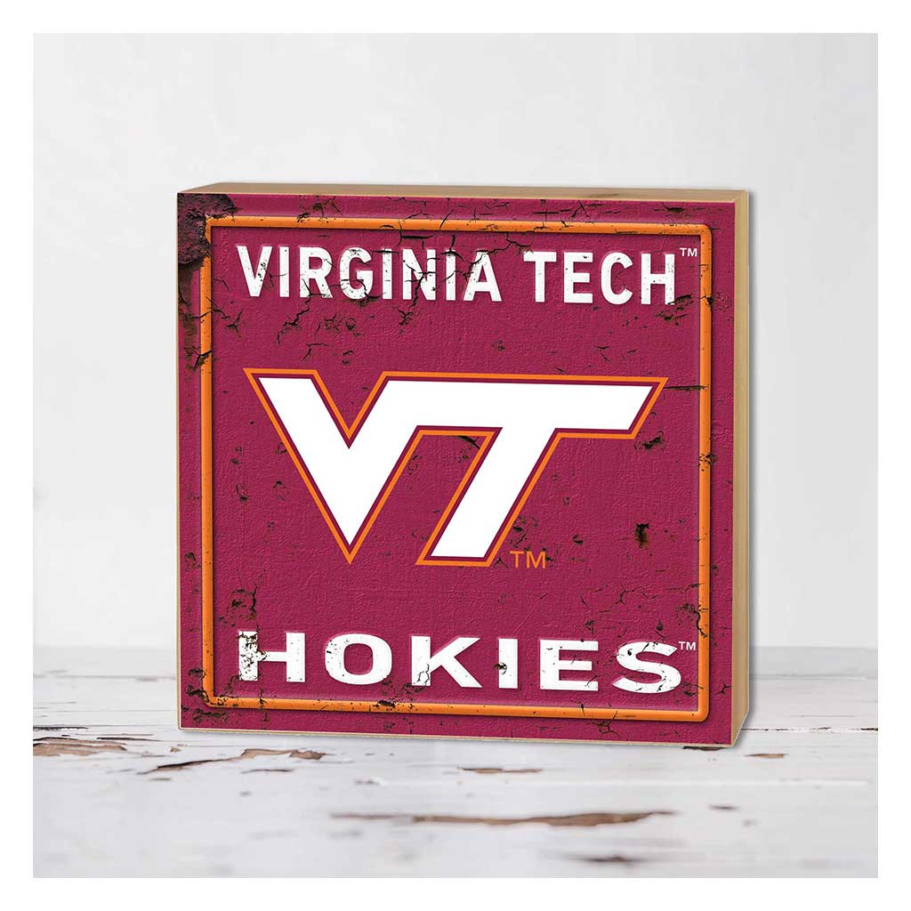 5x5 Block Faux Rusted Tin Virginia Tech Hokies