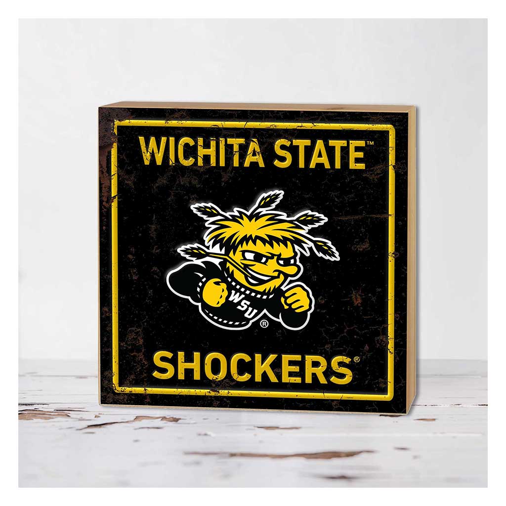5x5 Block Faux Rusted Tin Wichita State Shockers