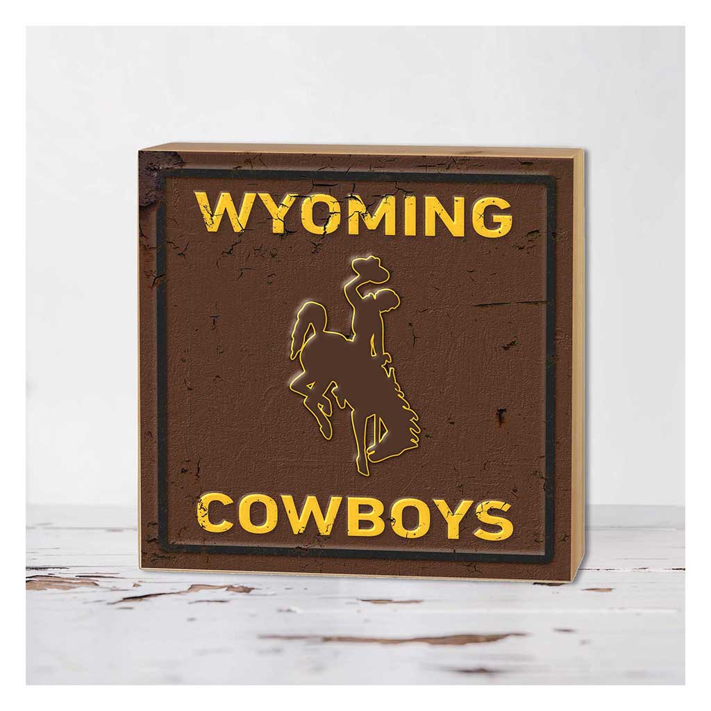 5x5 Block Faux Rusted Tin Wyoming Cowboys