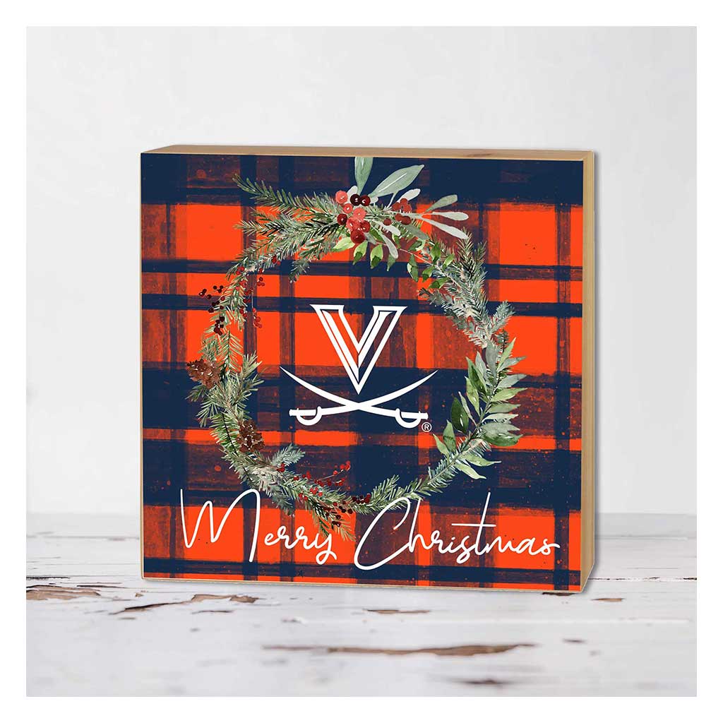 5x5 Block Merry Christmas Plaid Virginia Cavaliers