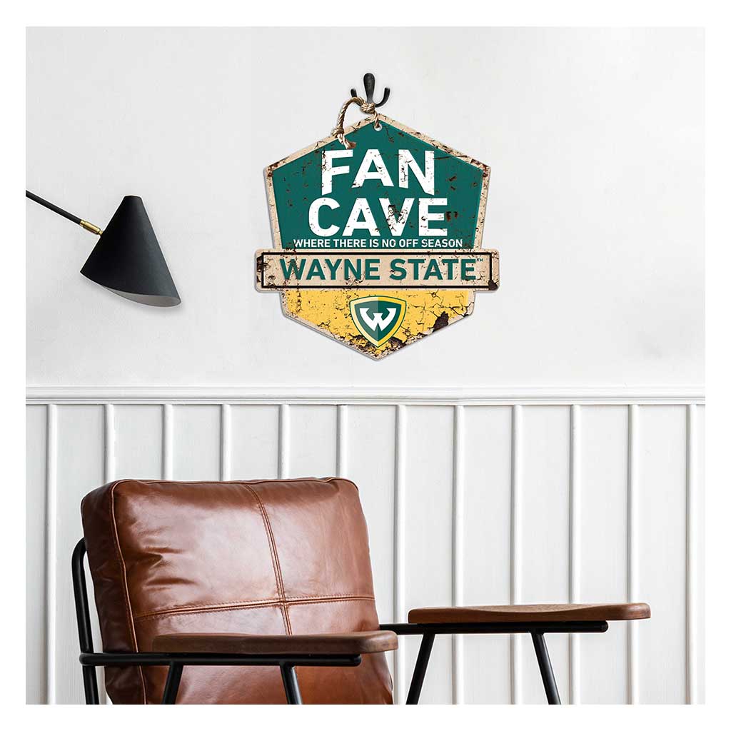 Rustic Badge Fan Cave Sign Wayne State University Warriors