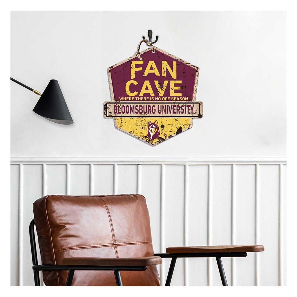 Rustic Badge Fan Cave Sign Bloomsburg Huskies