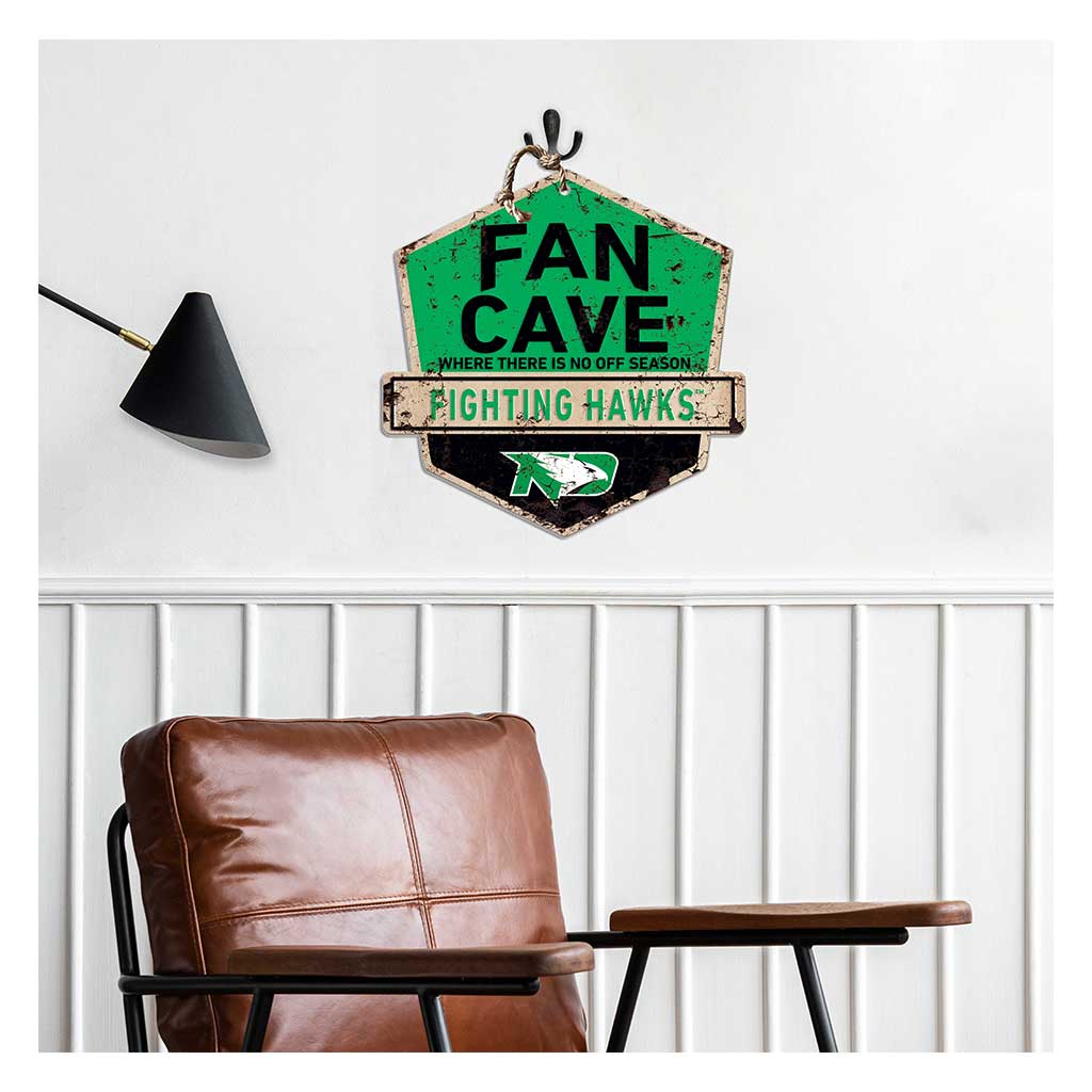 Rustic Badge Fan Cave Sign North Dakota Fighting Hawks