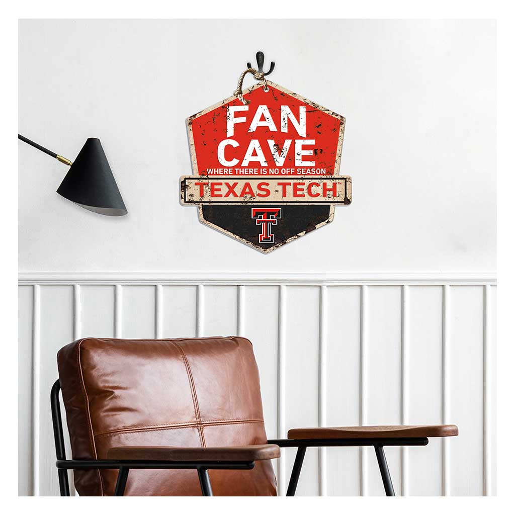 Rustic Badge Fan Cave Sign Texas Tech Red Raiders