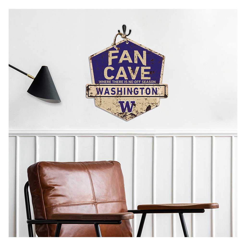 Rustic Badge Fan Cave Sign Washington Huskies