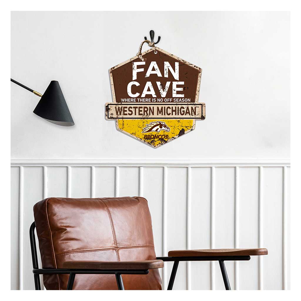 Rustic Badge Fan Cave Sign Western Michigan Broncos