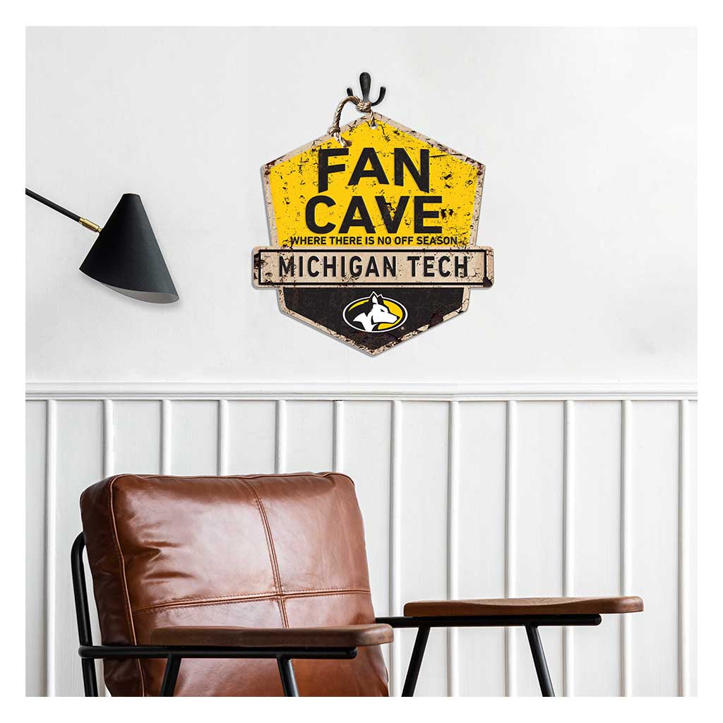 Rustic Badge Fan Cave Sign Michigan Tech University Huskies