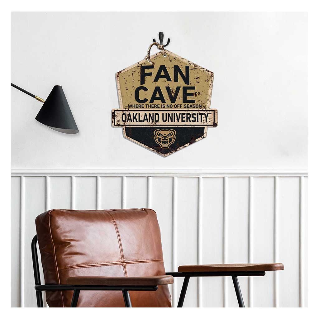 Rustic Badge Fan Cave Sign Oakland University Golden Grizzlies