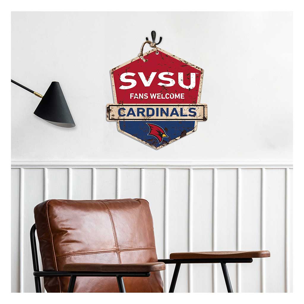 Rustic Badge Fans Welcome Sign Saginaw Valley State University Cardinals