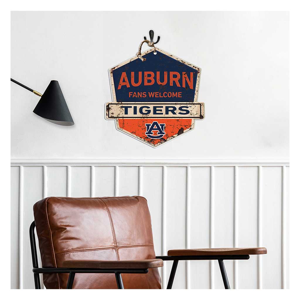 Rustic Badge Fans Welcome Sign Auburn Tigers