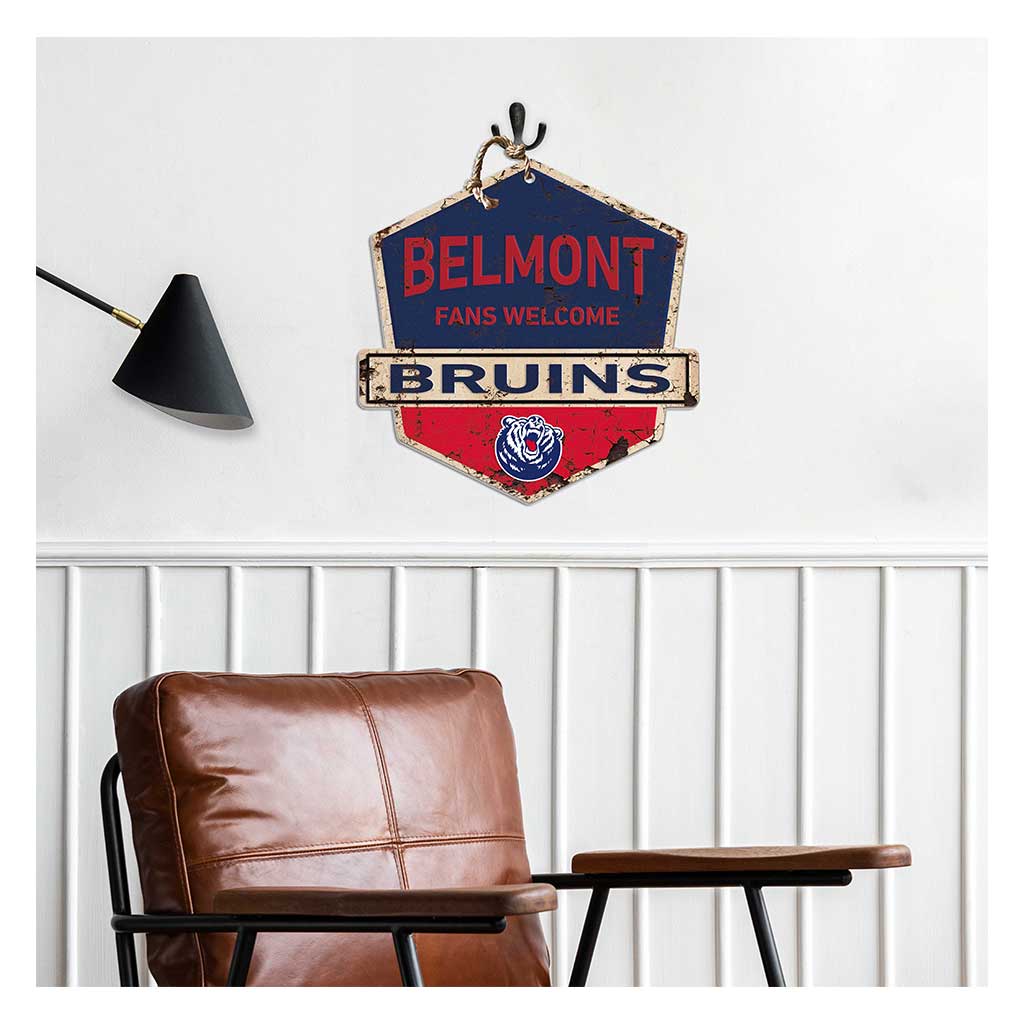 Rustic Badge Fans Welcome Sign Belmont Bruins