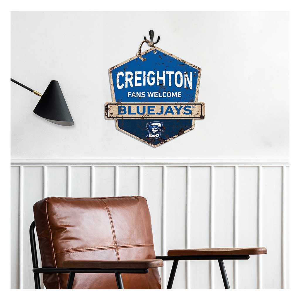 Rustic Badge Fans Welcome Sign Creighton Bluejays