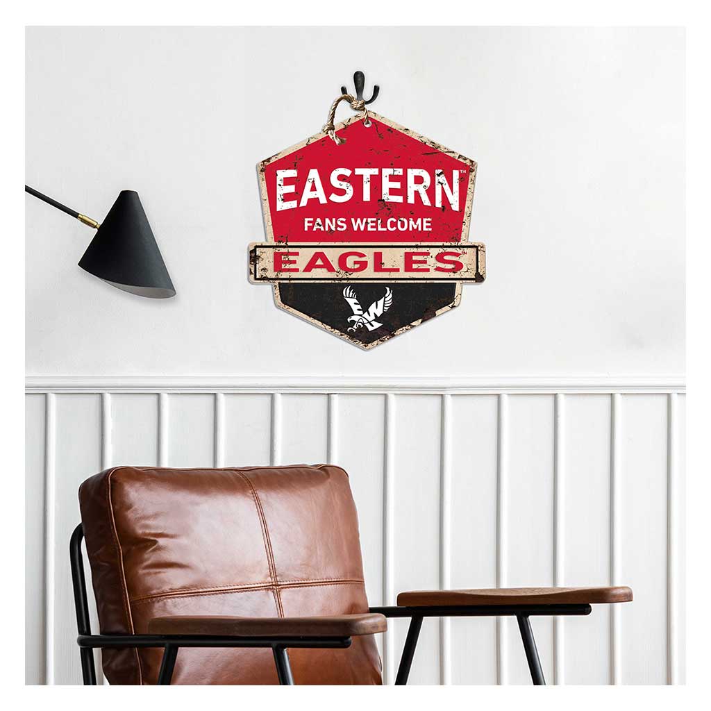 Rustic Badge Fans Welcome Sign Eastern Washington Eagles