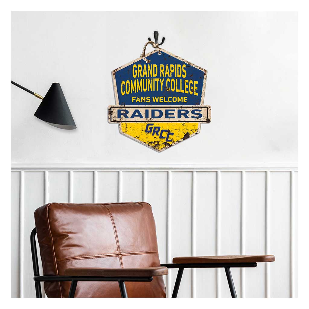 Rustic Badge Fans Welcome Sign Grand Rapids Community College Raiders