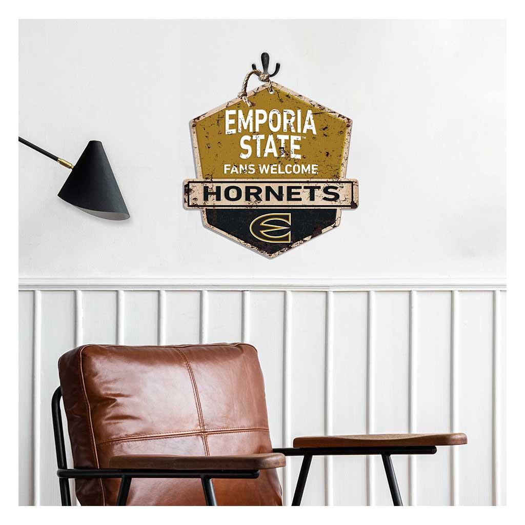Rustic Badge Fans Welcome Sign Emporia State Hornets