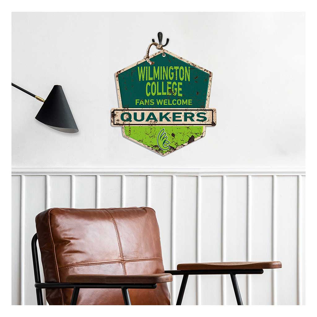 Rustic Badge Fans Welcome Sign Wilmington College Quakers