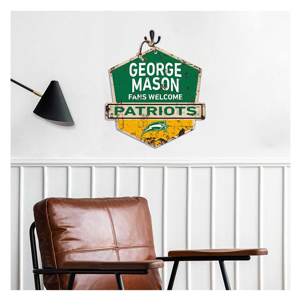 Rustic Badge Fans Welcome Sign George Mason Patriots