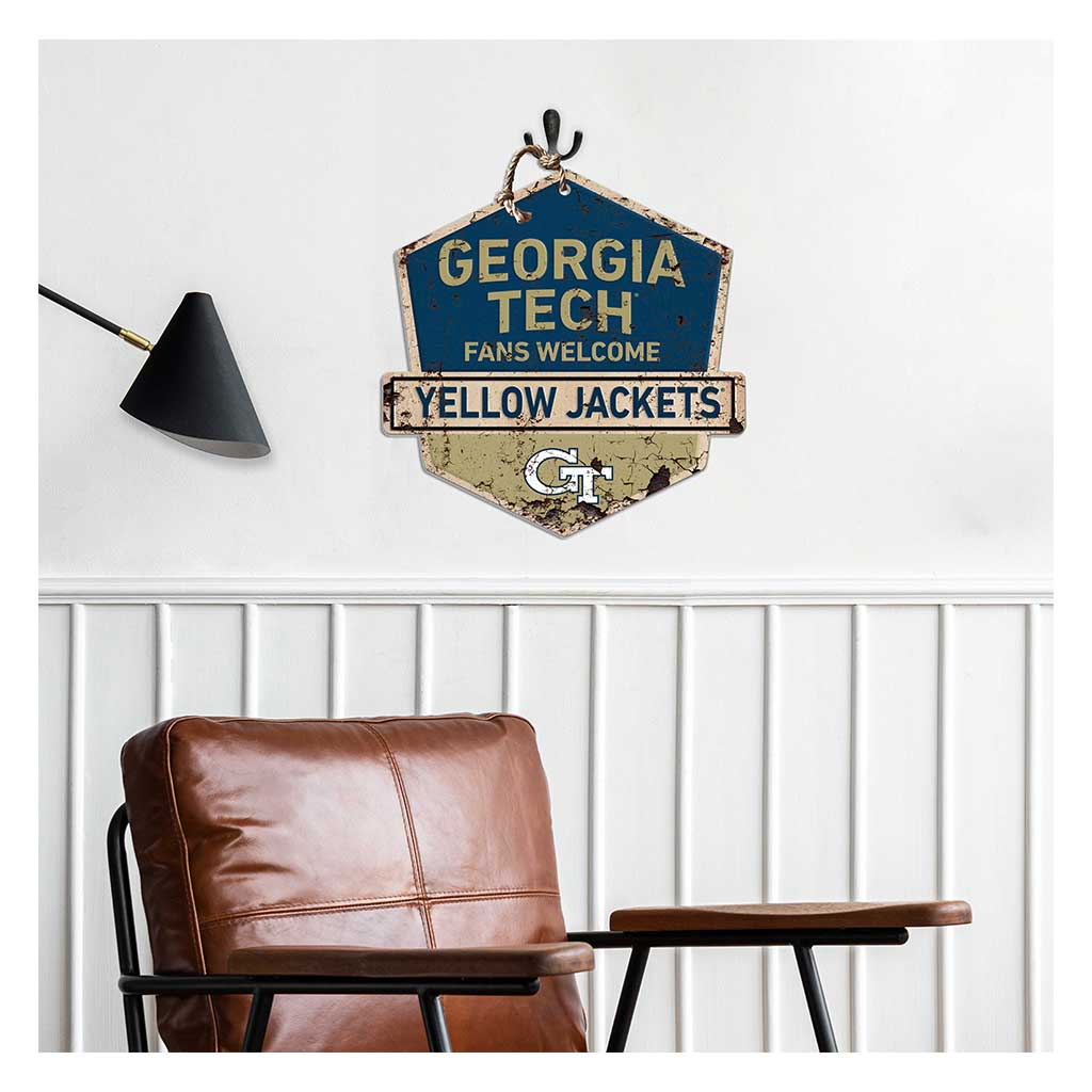 Rustic Badge Fans Welcome Sign Georgia Tech Yellow Jackets