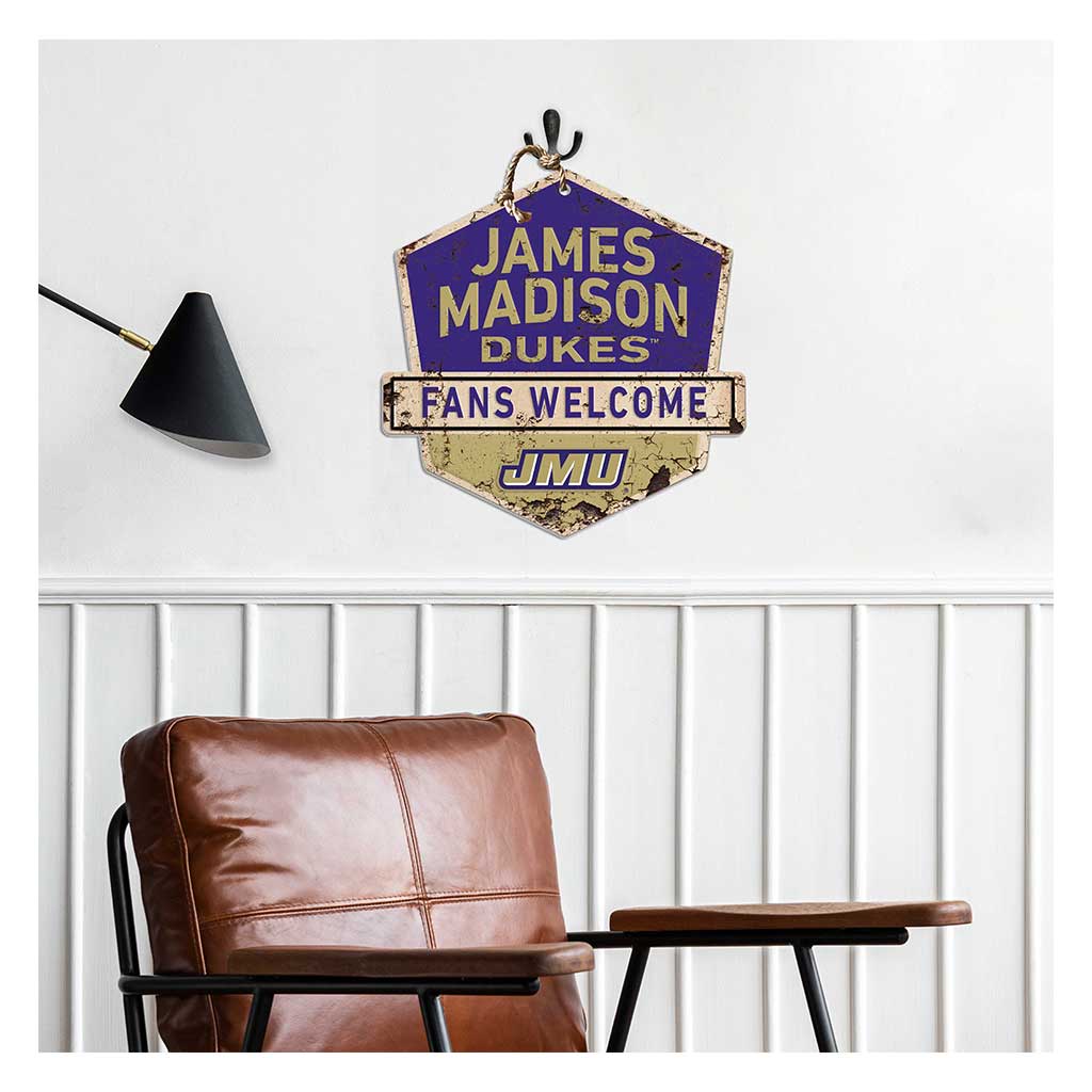 Rustic Badge Fans Welcome Sign James Madison Dukes - SPECIAL