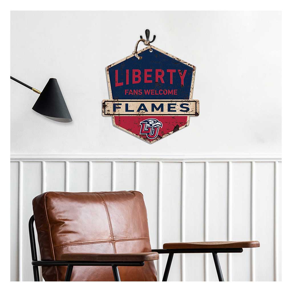 Rustic Badge Fans Welcome Sign Liberty Flames