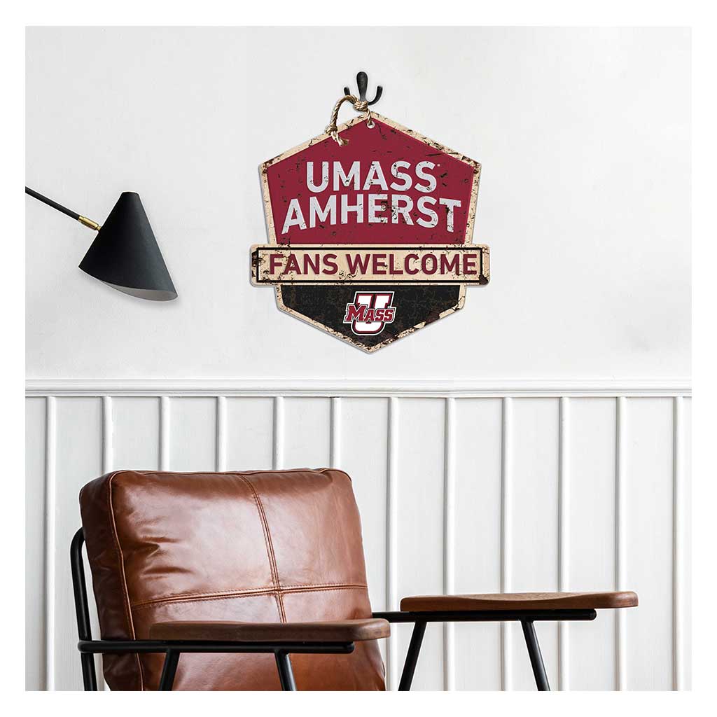 Rustic Badge Fans Welcome Sign UMASS Amherst Minutemen