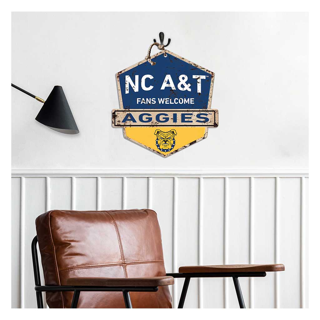 Rustic Badge Fans Welcome Sign North Carolina A&T Aggies