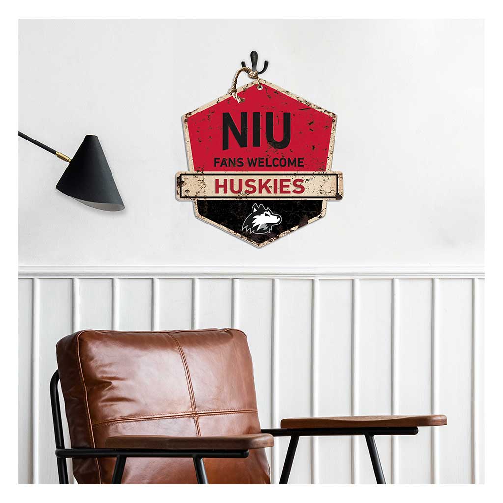 Rustic Badge Fans Welcome Sign Northern Illinois Huskies
