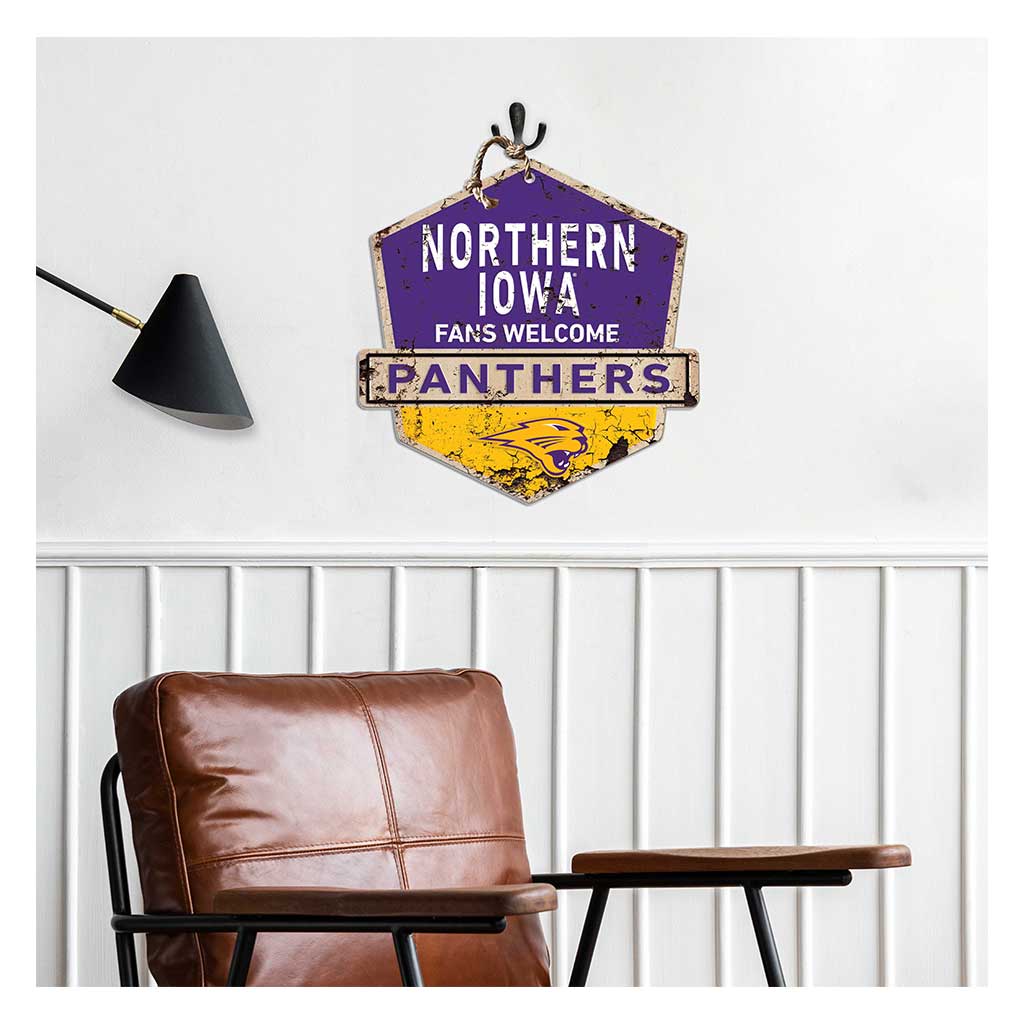 Rustic Badge Fans Welcome Sign Northern Iowa Panthers