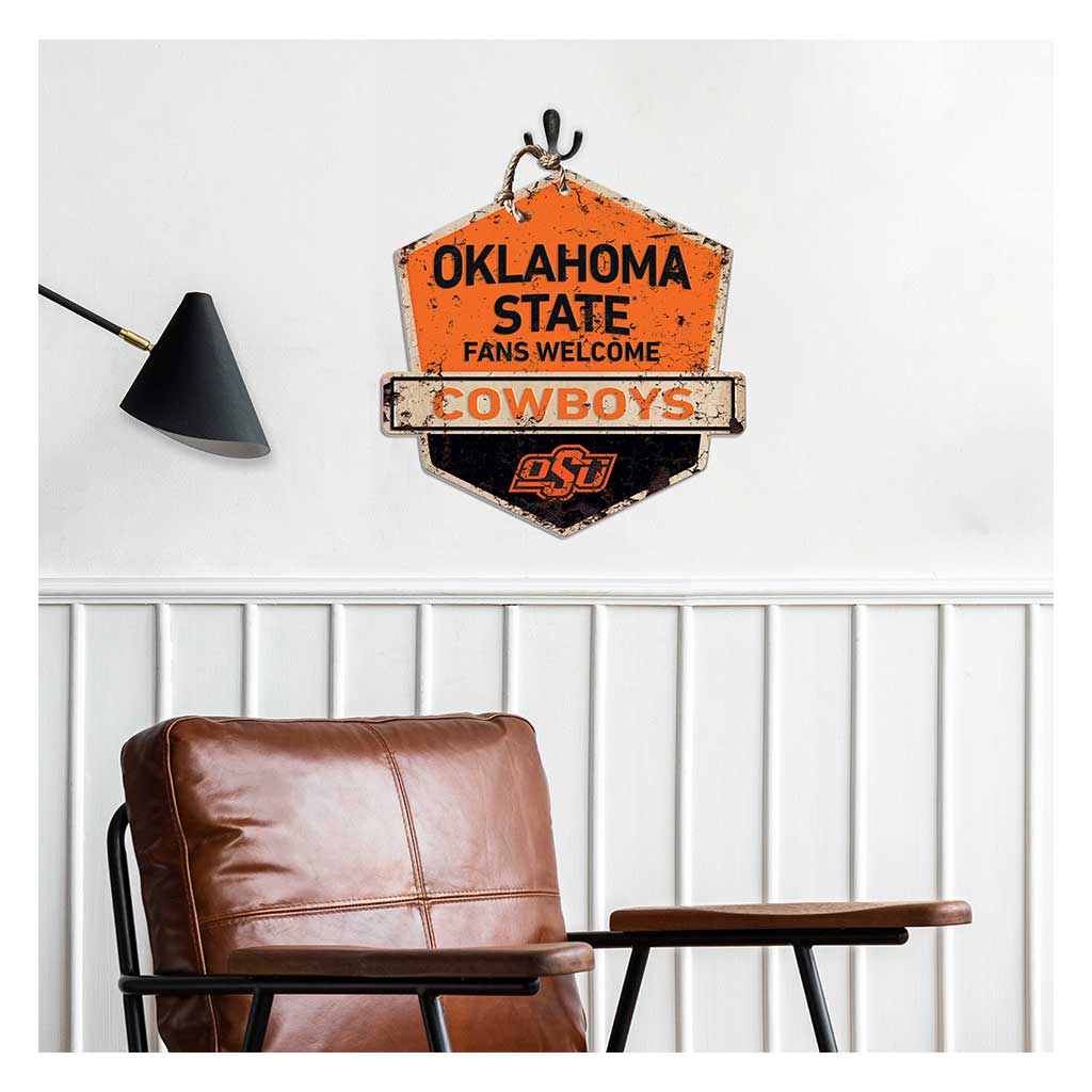 Rustic Badge Fans Welcome Sign Oklahoma State Cowboys