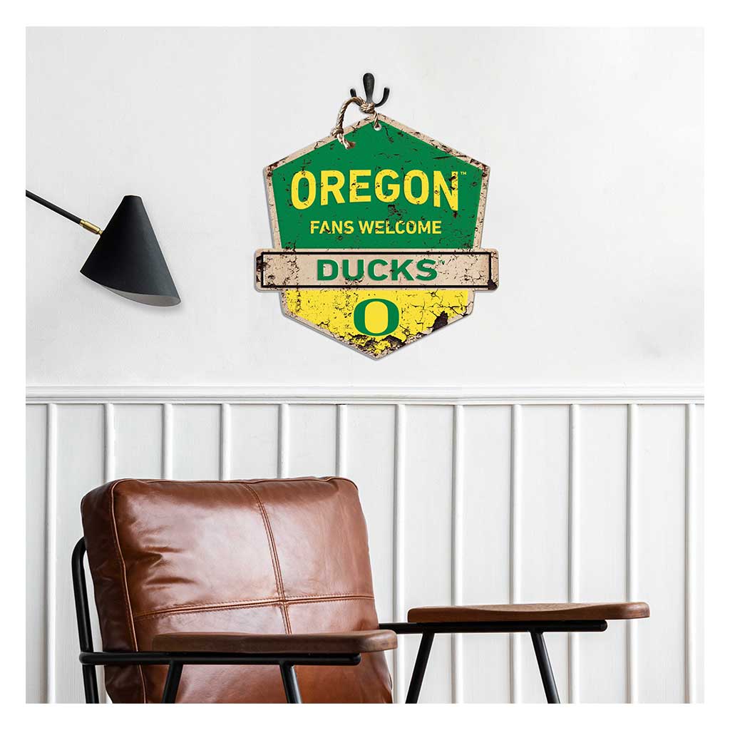 Rustic Badge Fans Welcome Sign Oregon Ducks