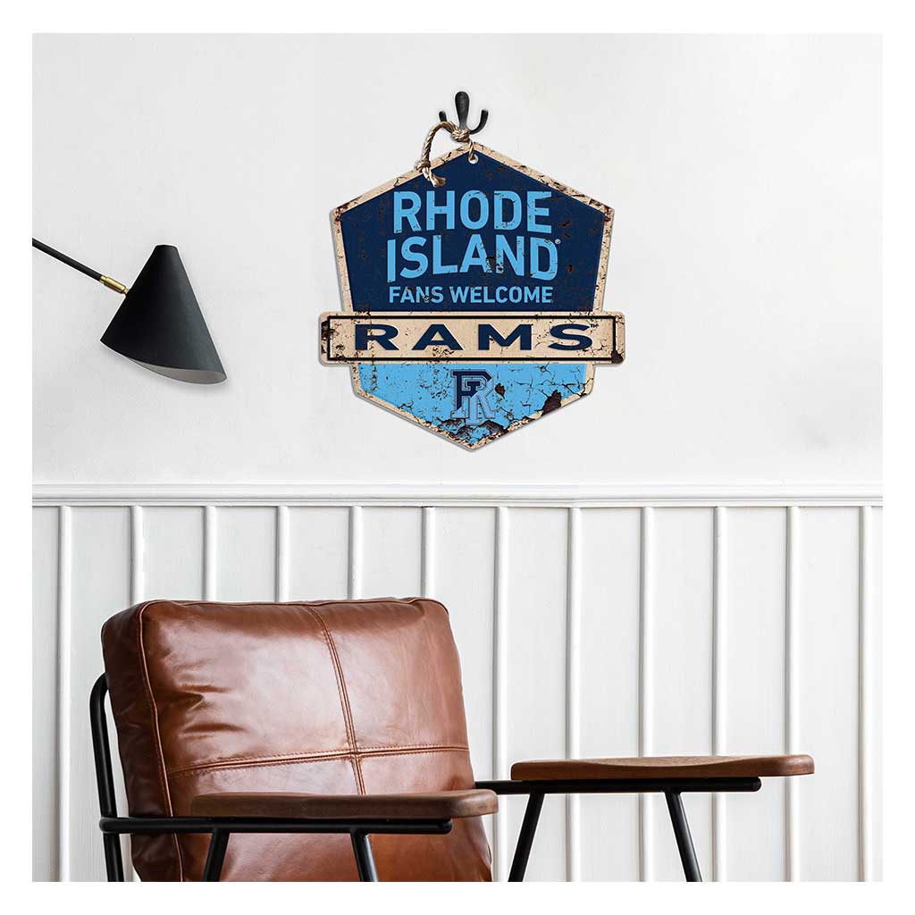 Rustic Badge Fans Welcome Sign Rhode Island Rams