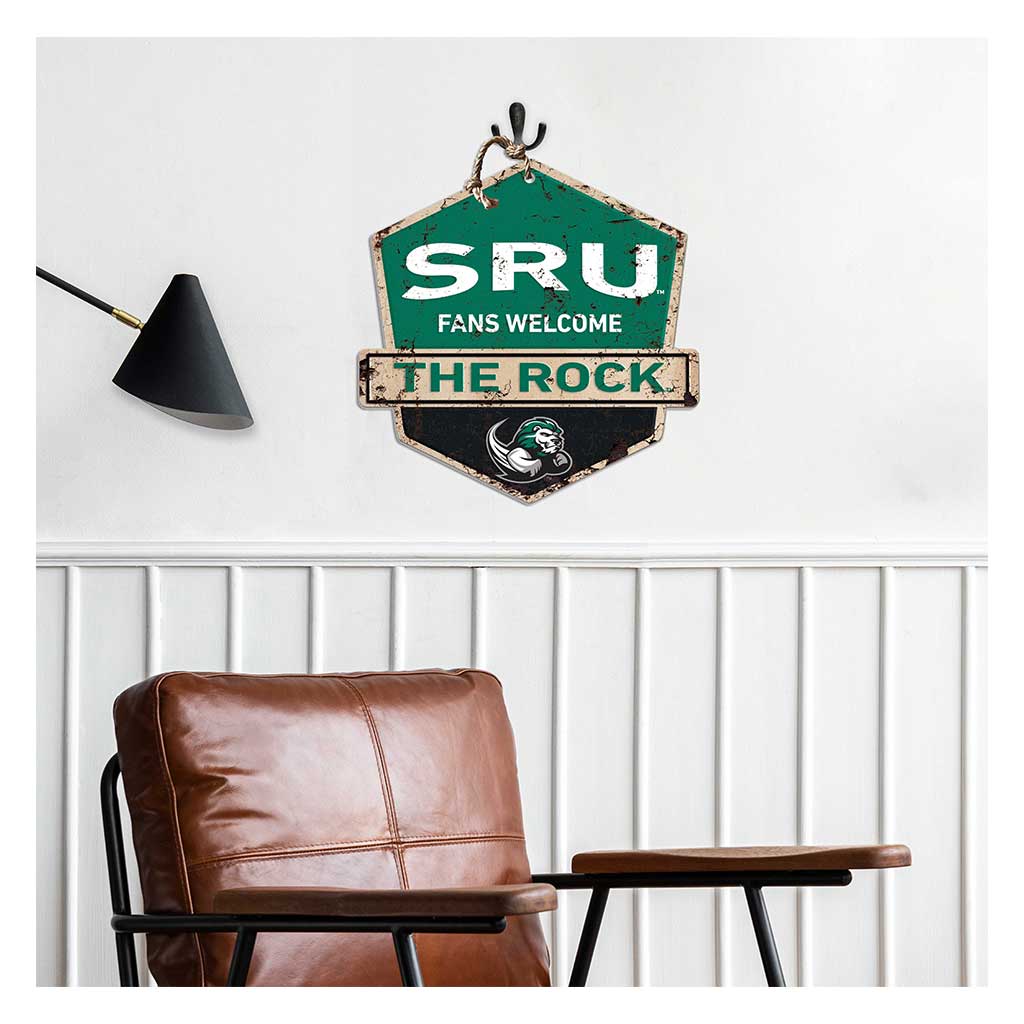 Rustic Badge Fans Welcome Sign Slippery Rock The Rock