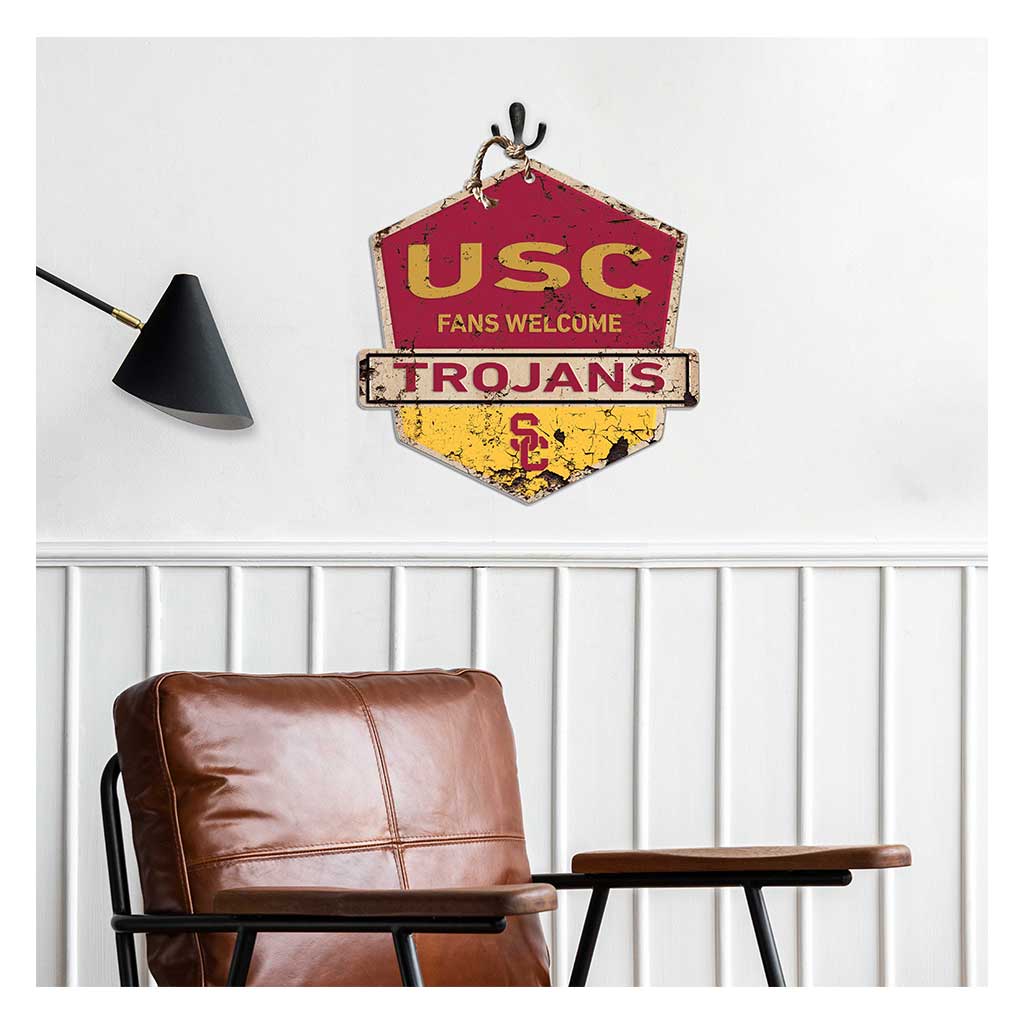 Rustic Badge Fans Welcome Sign Southern California Trojans