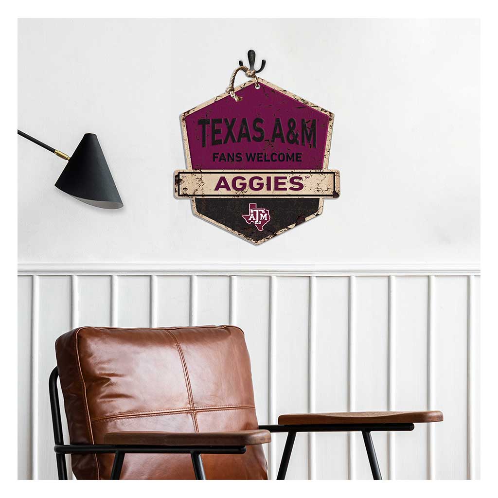 Rustic Badge Fans Welcome Sign Texas A&M Aggies