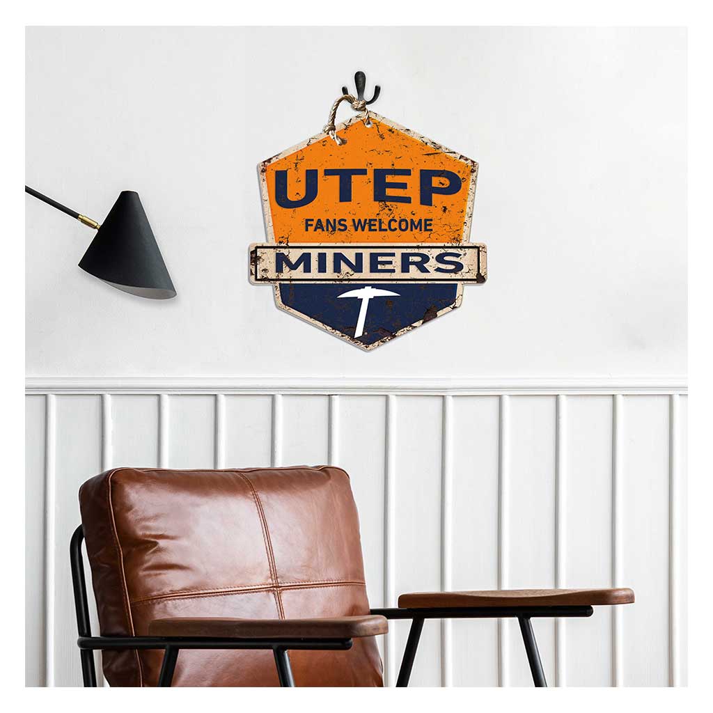 Rustic Badge Fans Welcome Sign Texas at El Paso Miners