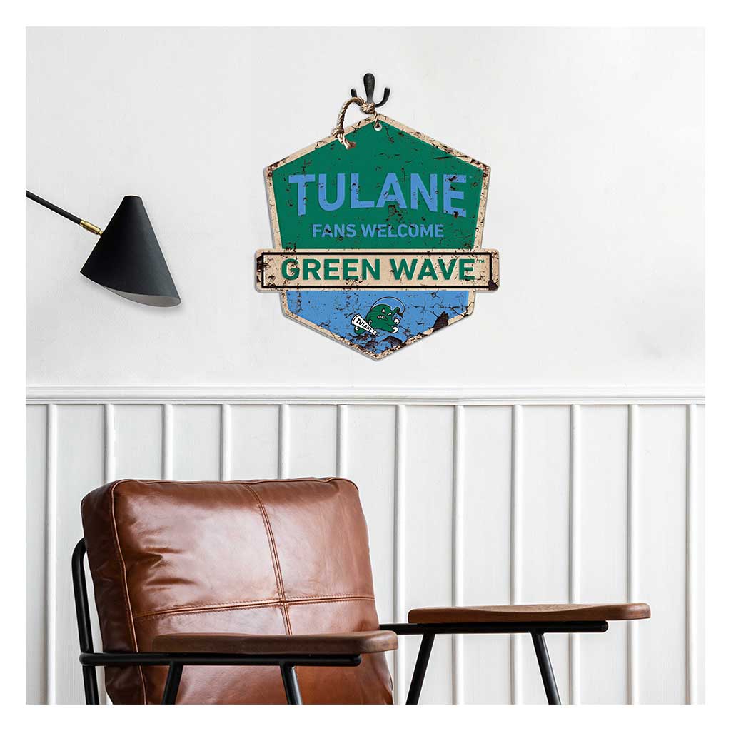 Rustic Badge Fans Welcome Sign Tulane Green Wave