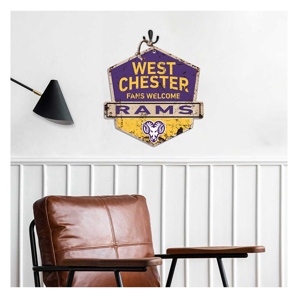 Rustic Badge Fans Welcome Sign West Chester Golden Rams