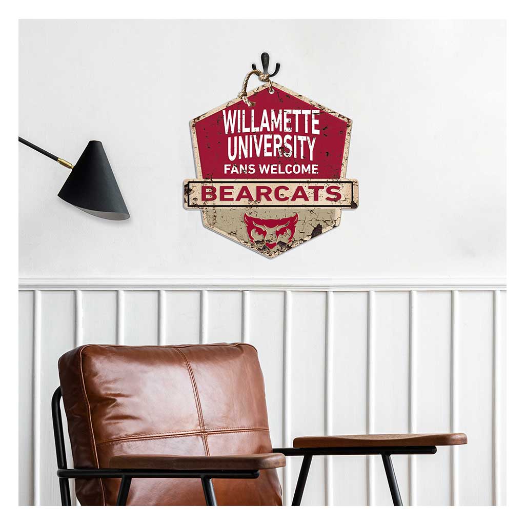 Rustic Badge Fans Welcome Sign Willamette Bearcats