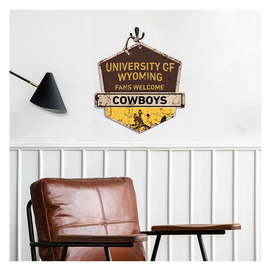 Rustic Badge Fans Welcome Sign Wyoming Cowboys