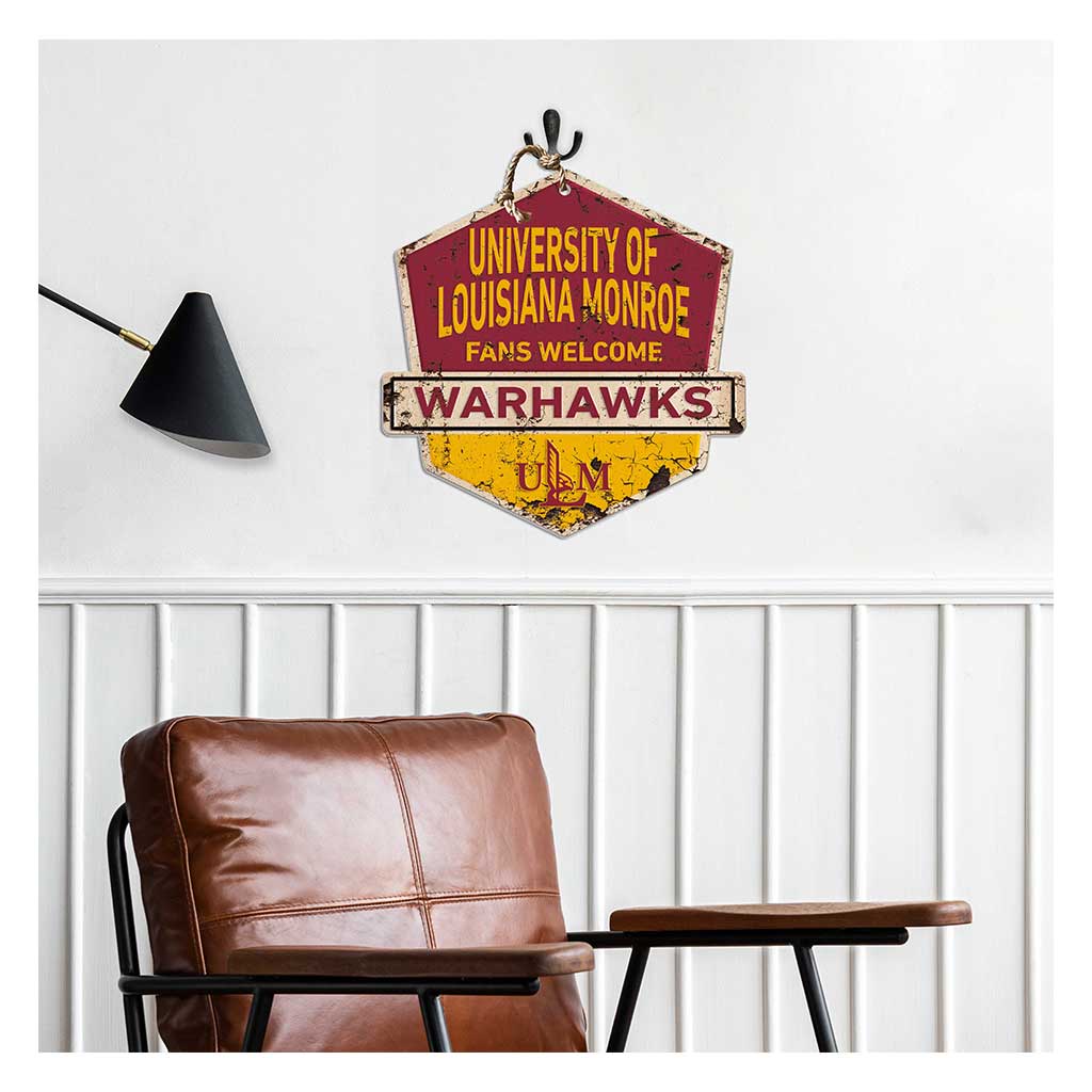 Rustic Badge Fans Welcome Sign The University of Louisiana at Monroe Warhawks