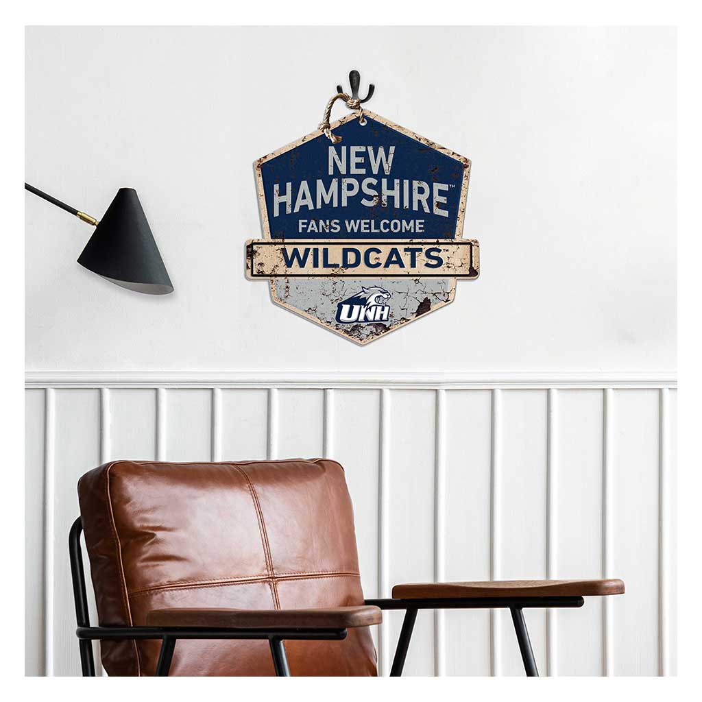 Rustic Badge Fans Welcome Sign University of New Hampshire Wildcats