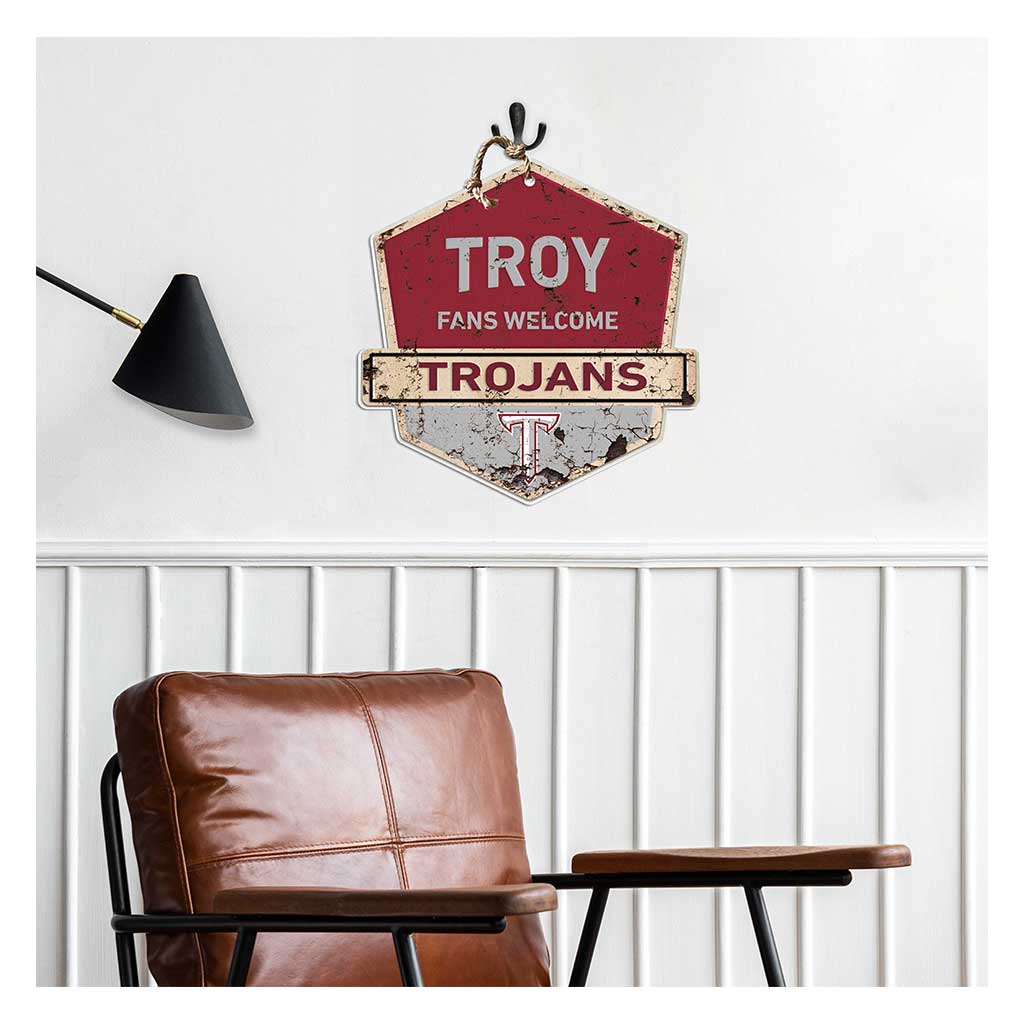 Rustic Badge Fans Welcome Sign Troy University Trojans