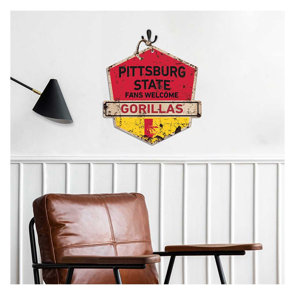 Rustic Badge Fans Welcome Sign Pittsburg State University Gorilla