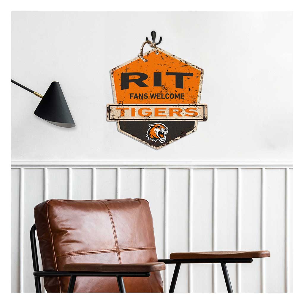 Rustic Badge Fans Welcome Sign Rochester Institute of Technology Tigers