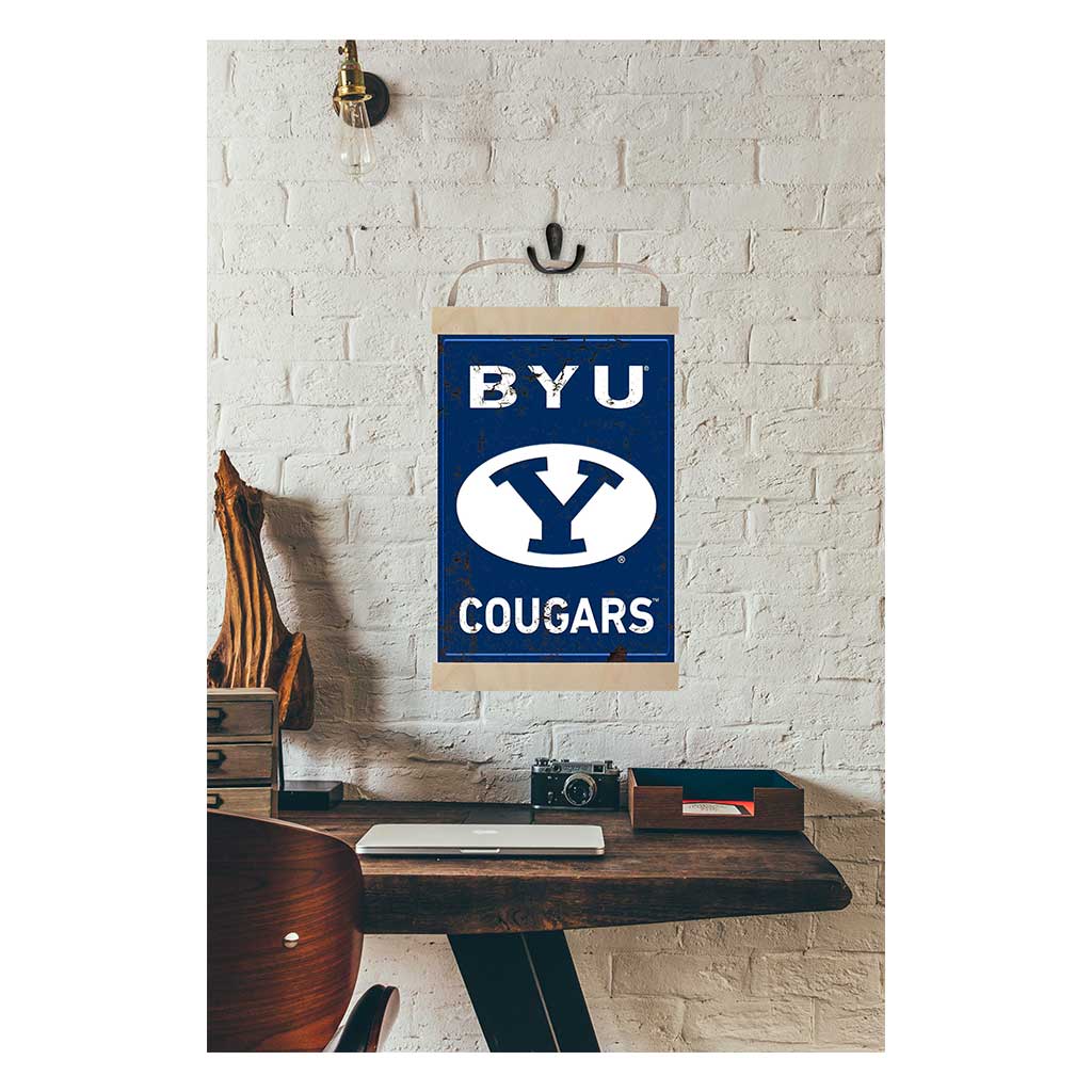Reversible Banner Sign Faux Rusted Brigham Young Cougars