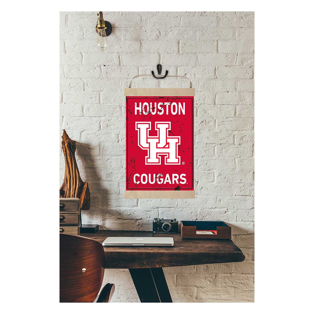 Reversible Banner Sign Faux Rusted Houston Cougars