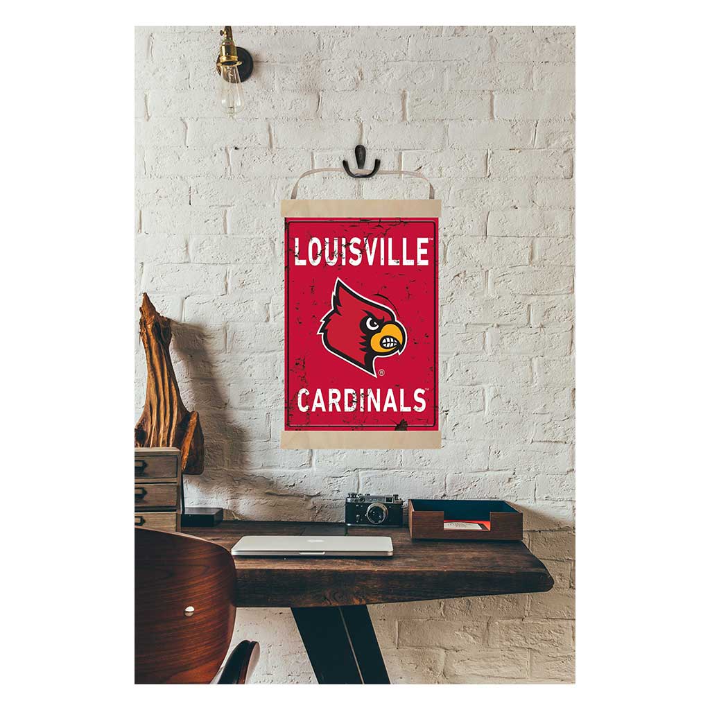 Reversible Banner Sign Faux Rusted Louisville Cardinals